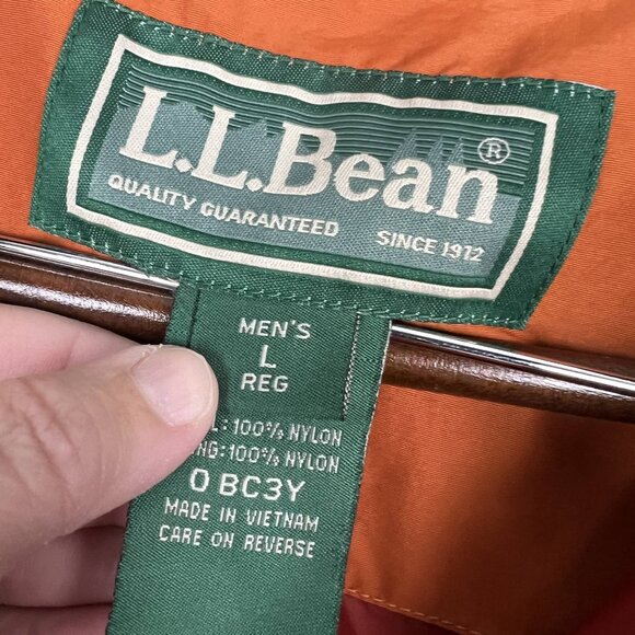 LL Bean men's 3-in-1 jacket zip-out fleece lining orange water resistant outdoor - Picture 10 of 14